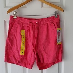 NWT Nautica Women's Linen Blend Pull-On Short Size Small Magenta Pink